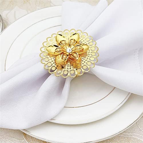 ZHUHW 12 יחידות/ מפית פרחים טבעת מתכת אבזם מפיות חלול מתאים לחתונה לחתונה לחתונה.