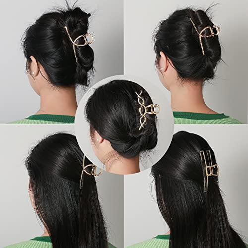 5 אריזות קליפ טופר שיער זהב לנשים - קטעי טופר בגודל 4.33 אינץ 'סנאקלי סנאקליזים מתאים לשיער מתולתל שיער עבה ועיצוב שיער