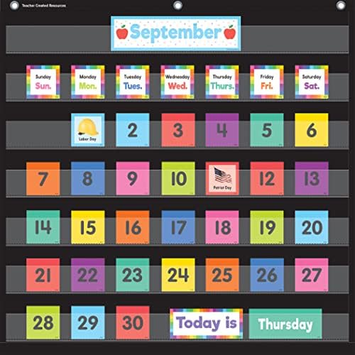 מורה יצר משאבים כרטיסי תרשים כיס לוח שנה צבעוניים