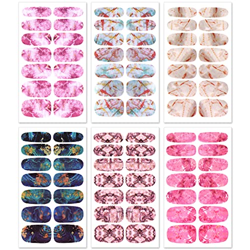 ווקוטו 12 גיליונות שיש סדרת מלא כורכת ציפורן פולני רצועות מדבקות עצמי דבק הבוהן נייל אמנות שיפוע צבע פולני מדבקות עם