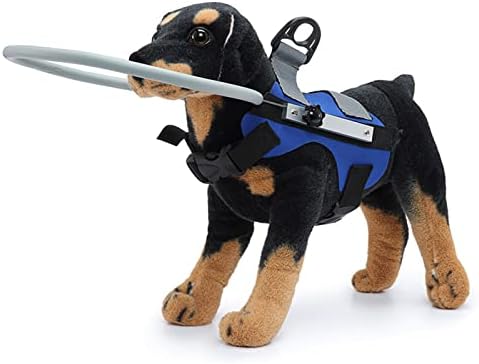 שדרג רתמת הילה הליכה לכלבים עיוורים עם טבעת D, מכשיר לכלבים עיוורים, אפוד הילה לחיות מחמד עיוורות בינוני כחול