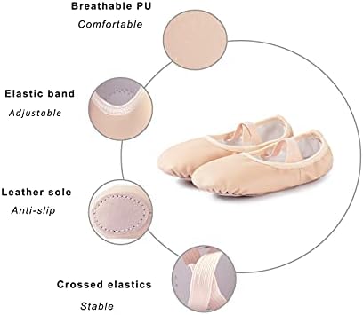 נעלי בלט עור ויקוויק לבנות - נעלי בלט יוגה נעלי ריקוד שטוחות לנעלי פעוטות/ילדים