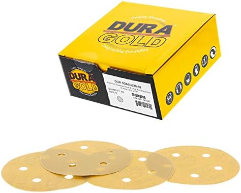 Dura -Gold 220 חצץ - 5 דיסקי מלטש, צלחת גיבוי של וו ולולאה DA, וכרית ממשק צפיפות, דפוס 5 חור