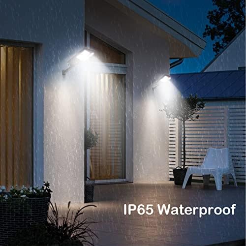 Insdea 100W LED LED אורות שיטפון חיצוניים, 3 מצבים IP65 אורות קיר סולאריים אטומים למים חיישן תנועה עם שלט רחוק, מנורת