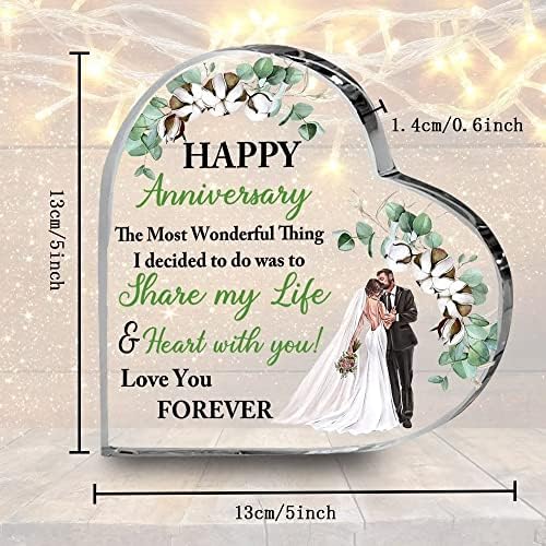 יום נישואים לב אקריליק פלאק עבור זוג מתנה,כותנה פרח קריסטל פלאק שולחן דקורטיבי, לוחות שולחן עבודה חתונה מתנה