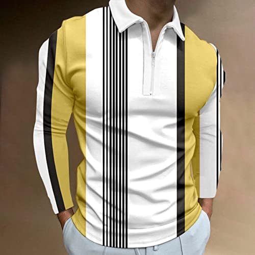 חולצות פולו גולף לגברים בגברים XXBR, עבודת אופנה משובצת שרירים משובצת משובצת פסים רגילים עם צווארון צוואר צוואר צוואר