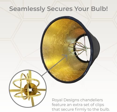 Royal Designs, Inc. אמפייר נברשת צל CS-115BLK/GL, שחור עם זהב, 3 x 4 x 4.25