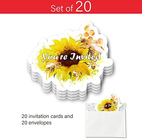 מסיבת יום הולדת עם דבורה חמניות ומילוי דבורים בצורת דבורים הזמנות למקלחת לתינוק או למסיבת יום הולדת הזמנה כרטיסים עם מעטפות