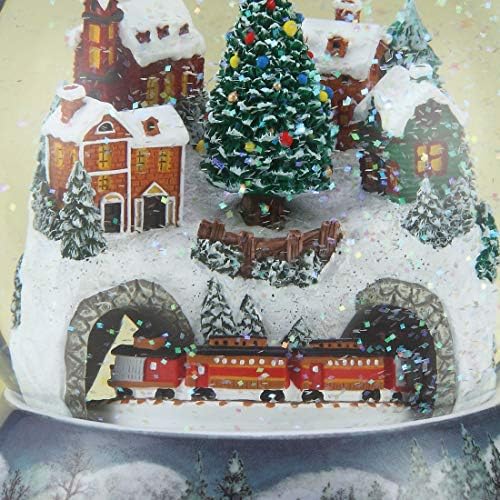 רומאי - רכבת חג מולד מוזיקלית בכפר גליטרדום, מסתובבת, 120 ממ, קצה, 6 , שרף, זכוכית ומים, קולקציית חג המולד, עיצוב בית, מתנה