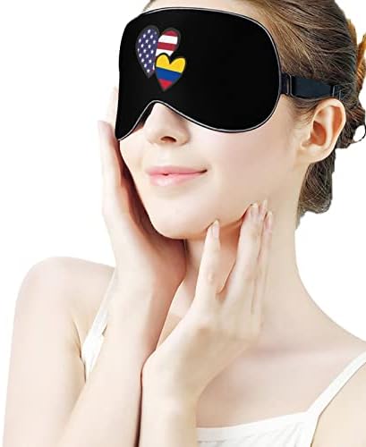משולבת לבבות מסכת עיניים דגל קולומביה אמריקאית עם רצועה מתכווננת לגברים ונשים לילה שינה מנמנם