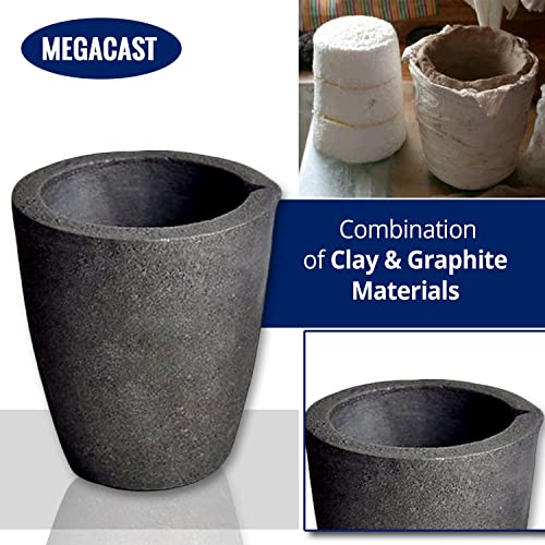 3 כובע מתכת 6 קג. Megacast ™, Foundry Clay Graphite Critibles כוס שחור תנור לפיד להמסת יציקה זיקוק אלומיניום פליז