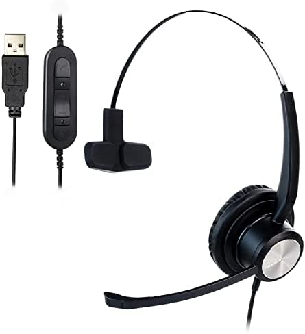 אוזניות ג 'ראקום עם מיקרופון מבטל רעשים, אוזניות מחשב פתול אוזן אחת לפגישות עסקיות, עבודת הוראה אלקטרונית, טלפון