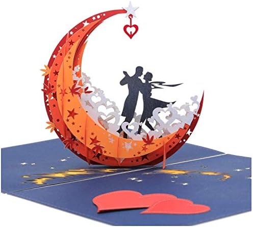 כרטיס יום נישואין 3-בשבילה, לו, זוג, אישה, בעל, חברה, חבר - ריקוד על סירת ירח לקצה העולם-כרטיס יום נישואין