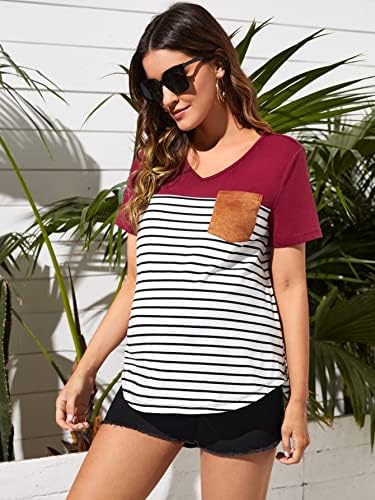 חולצות חולצת טי שרוול קצר עם הדפס פסים לנשים בהריון