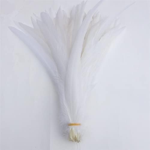 נוצות זנב קוק תרנגול לבן טהור זמיחלה - נוצות פסיון קישוט תלבושות קישוט חתונה מלאכות-500 יחידות