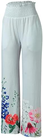 Grge Beuu's Plus Plus Size מכנסיים רופפים פעילים מכנסי כותנה בכיס גבוה מותניים חוף חוף תחתון מכנסי טרקלין רחבים