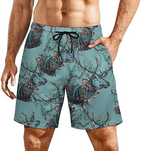יער איל גברים של בגד ים מהיר יבש חוף מכנסיים קצרים עם דחיסת אוניית כיס