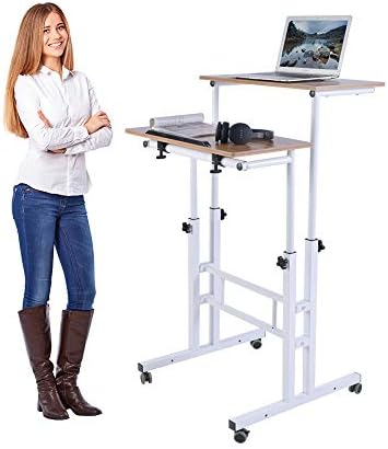 נייד עומד שולחן, מתכוונן שולחן מחשב מתגלגל עגלת מחשב נייד על גלגלים בית משרד מחשב תחנת עבודה, נייד מעמד מחשב נייד עבור