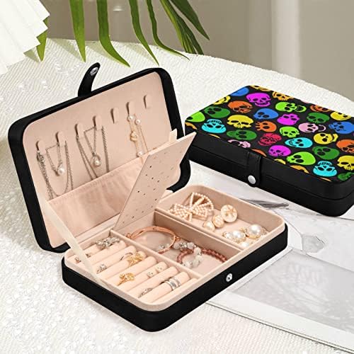 MNSRUU קופסאות תכשיטים עור ארגזי מארגונים לתכשיטים לנשים, גולגולת תכשיטים קטנים מארז תכשיטים ניידים קופסת אחסון תכשיטים