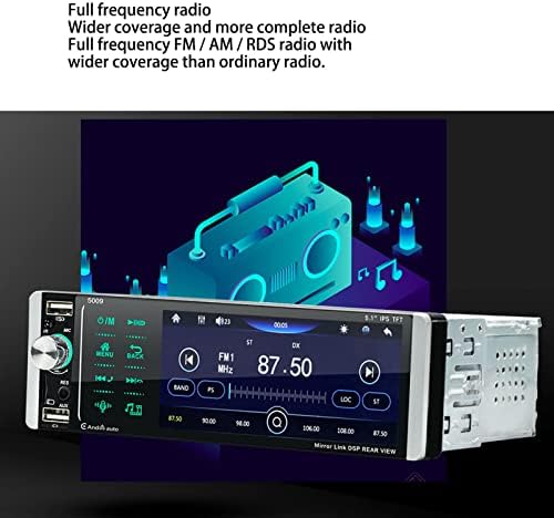 רדיו לרכב מובנה במיקרופון BT, 5.1 אינץ 'בסטריאו לרכב רדיו רכב יחיד רדיו MP5, תמיכה ב- FM/AM/RDS Mirror Link 3 יציאת