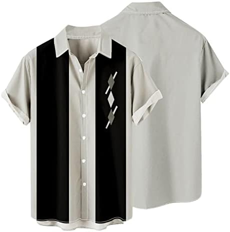 כפתור לגברים XXBR למטה שרוול קצר חולצות מזדמן חוף קיץ חוף וינטג 'גוש צבע רגיל טלאים טלאים הוואי