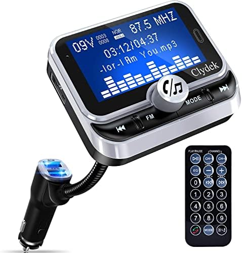 משדר Bluetooth FM לרכב, מתאם מטען לרכב של קלייד 1.8 אינץ