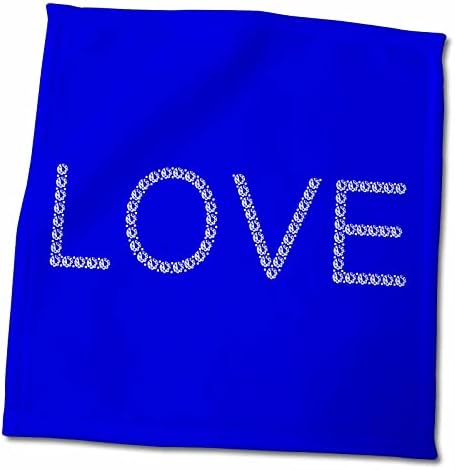 3drose Legent Tealt Text Love. תמונות בצורת יהלום. לבן על כחול - מגבות