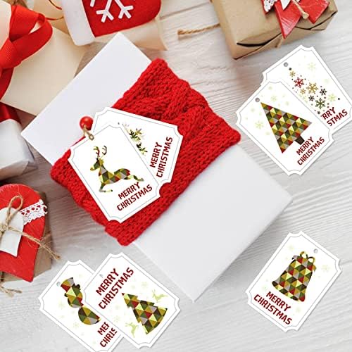 לוקיפה חג המולד קראפט נייר מתנה תגים,100 חתיכות לבן חג המולד תווית מתנה תג עם 230 רגליים מחרוזת