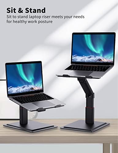 מחשב נייד של Soundance Stand לשולחן העבודה, גובה מתכוונן רב זווית עבור SIT כדי לעמוד בעבודת עבודה, מתכת ארגונומית