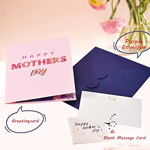כרטיסי יום אמהות איקסמי, כרטיסי פופ אפ פרחי אהבת מתנת ברכה, כרטיס הודעה לאמא, ננה, אישה, בת, סבתא-כולל מעטפה ותג פתק