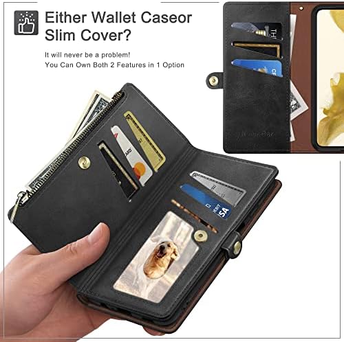 עבור סמסונג גלקסי 13 5 גרם ארנק מקרה עם רוכסן חסימת כרטיס אשראי מחזיק, להעיף פוליו ספר עור מפוצל טלפון מקרה