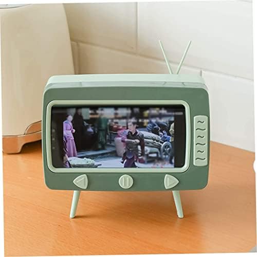 רטרו טלוויזיה צורת רקמות מחזיק טלפון מחזיק מעמד פנים תיבת רקמות כיסוי לבית, משרד, מטבח שולחן העבודה קישוט כהה ירוק רקמות