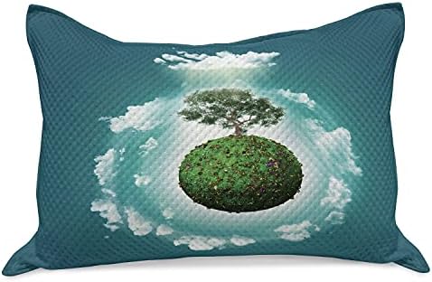 עץ אמבסון של חיים סרוג כרית כרית, עולם גלובוס דשא עם ענני צמחים במדע הבדיוני אוויר אמא אדמה, כיסוי כרית בגודל