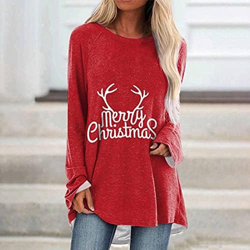 חולצות חג מולד מכוערות מערביות מכוערות חמודות מצחיקות שרוול ארוך איש שלג חג ההודיה מתנה טרנדית מזדמנת צמרות רופפות