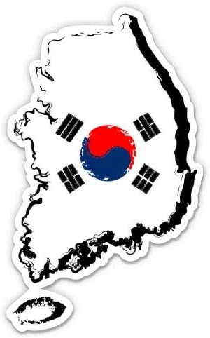דרום קוריאה צורה דגל קוריאני - מדבקת ויניל 3 - לטלפון בקבוק מים מחשב נייד לרכב - מדבקות אטומות למים
