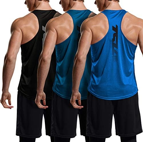 TSLA 3 חבילה לגברים יבש מתאים ל- Y-Back Ruscle Rumcle גופיות, גופיית כושר אימונים אתלטית, חולצות פיתוח גוף ללא שרוולים