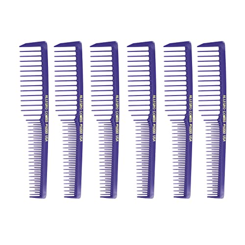 Allegro Combs 6000 שיניים רחבות מתגרה בהרמת שיער מאוורר מסרקי שיער חלל מעצב שיער שיער מתולתל שנעשה בארצות הברית 6 יח '.