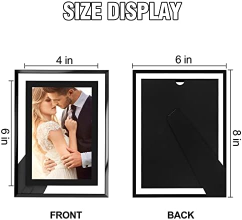 Hikwadery 4x6 מסגרות תמונה חבילה של 2, שחור HD מסגרת תמונה אמיתית מסגרת צילום מתנה נהדרת, רק לתצוגת שולחן