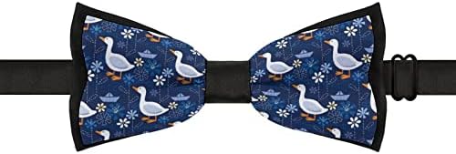 אווזים פרחים ונייר סירות גברים של מראש קשור עניבות פרפר מתכוונן מודפס חידוש עניבה