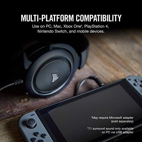 Corsair HS60 - 7.1 אוזניות משחק וירטואליות סאונד וירטואלי מחשב W/USB DAC - אוזניות מוסמכות דיסקורד - תואם ל- Xbox One,