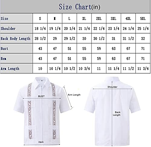 שרוול קצר של Maxjon גברים קצרים קובניים גוויאברה חולצות מלאה מלאה קדמית מקסיקנית חולצה הוואי עם כיס