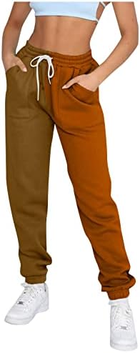 מכנסי טרניעה של SRVOG לנשים חצי וחצי בלוק צבע מכנסי טרקלין אתלטי רגועים מכנסי ג'וג'רס מותניים גבוהים עם כיסים