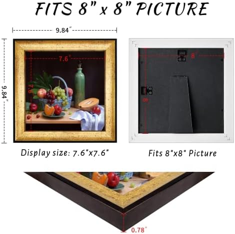 Eatakward 9 חבילה 8x8 מסגרות תמונה בתפזורת סט להתקנת קיר או תצוגה שולחן עבודה, מסגרות צילום קולאז 'לעיצוב גלריית הקיר או