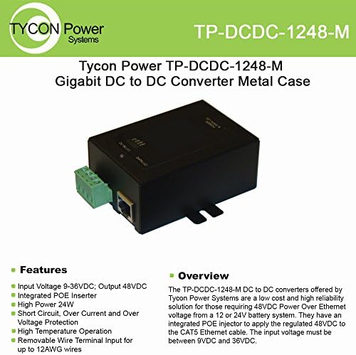 Tycon Systems TP-DCDC-1248-M 48V DC Out 24W DC לממיר DC ו- POE Inserter