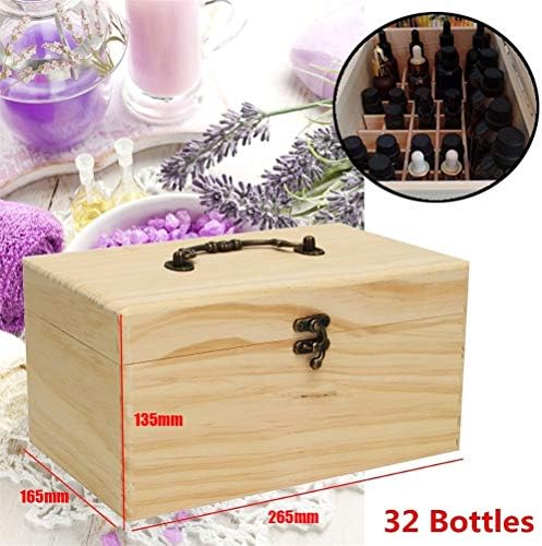 Wionc 32 חריצים מארגן קופסאות אחסון ניידות קופסת שמן אתרי עץ לבקבוקי 15 מל מארגן מארגן מארגן עם תיבת עץ ידית