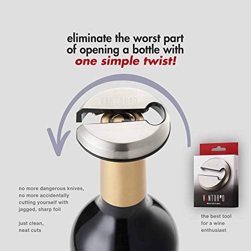 וינטוריו קל יין רדיד למעלה חותך - לחתוך בקבוק כמוסות וצוואר תוויות-חד מסיר עבור יין חותמות-קשה מתכת, נירוסטה מצופה גוף