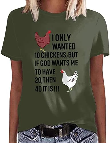 נשים פס חולצה רצה 10 תרנגולות חולצה מכתב מודפס מצחיק מזדמן קצר שרוול חידוש נשים חולצות חולצות