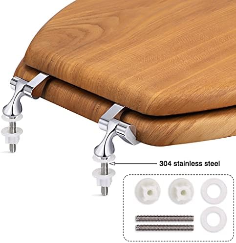 מושב אסלה מעץ, מושבי אסלה עגולים לשירותים סטנדרטיים, צירי כרום עמידים, אלון פורניר עץ טבעי