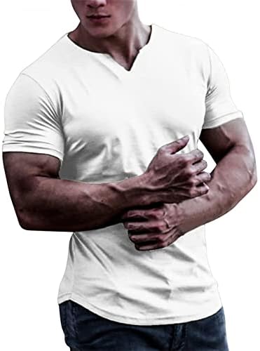 גברים דקיקים עם חולצות שרוול קצר חולצה חולצת שרירים בצבע אחיד אימון כושר מזדמן