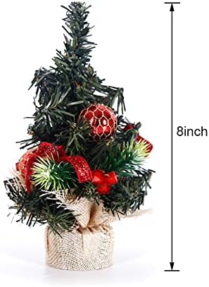 Suwimut 3 יצירות מיני עץ חג מולד מלאכותי, עץ אורן קטן בגודל 8 סנטימטרים לחג המולד עם קישוטים לשולחן, קישוט בית ומשרדים